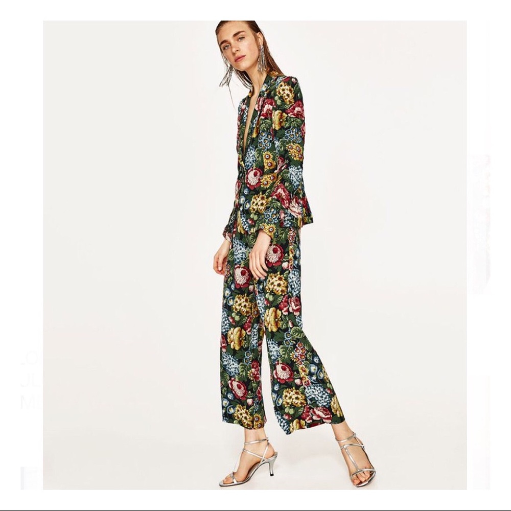 ZARA floral print Blazer and pants set
